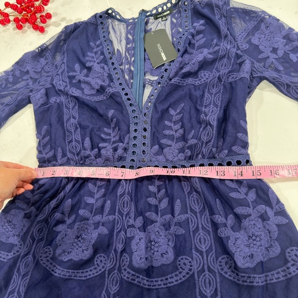 Fashion Nova Deep Blue Lace Romper - Picture 7 of 9